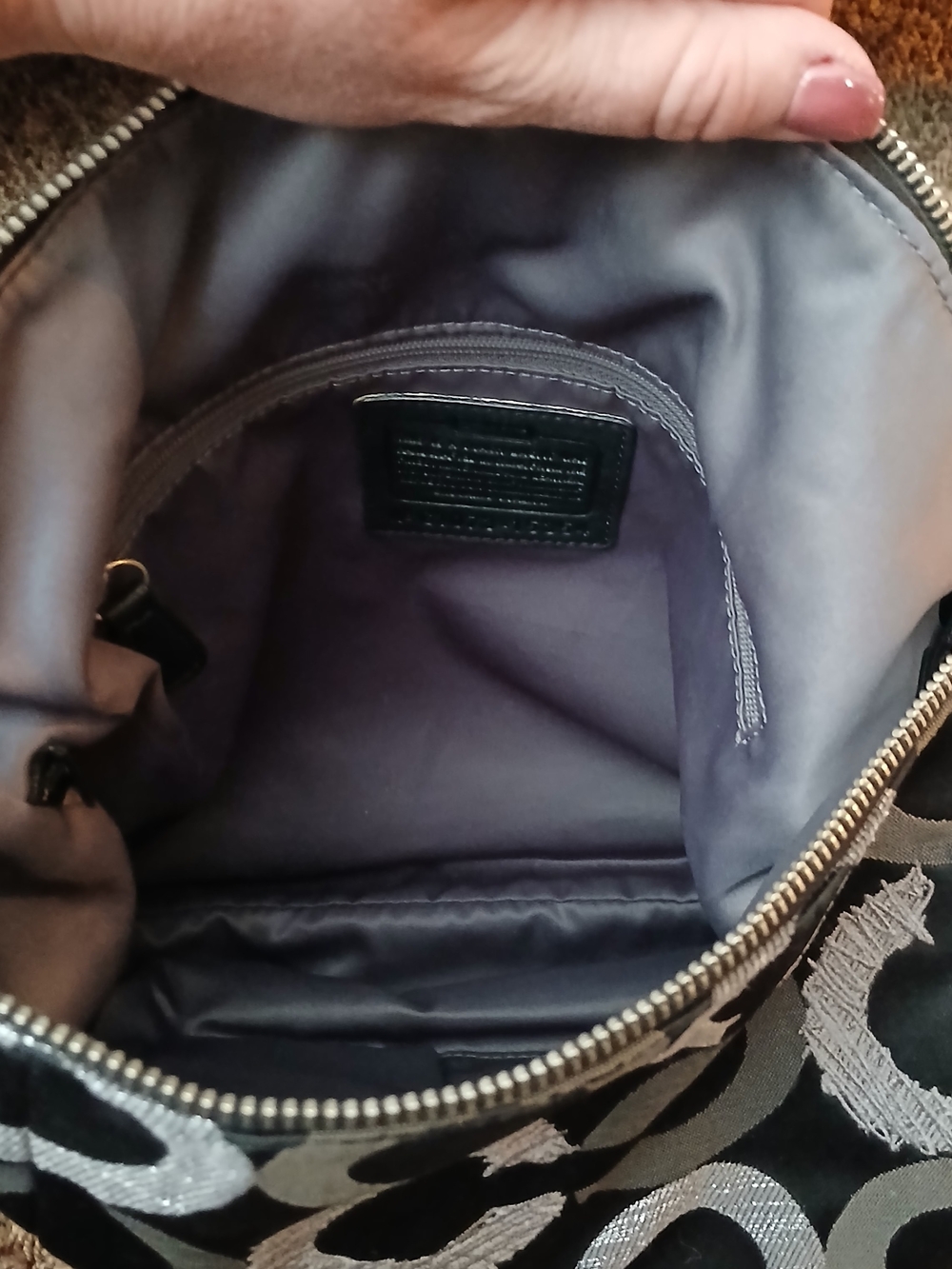 Coach Black and Silver Circle-Pattern Shoulder Bag - Picture 7 of 8